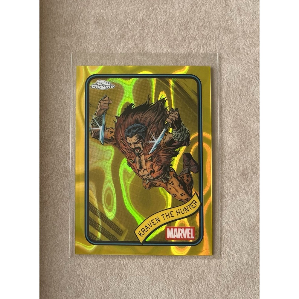 2025 Topps Chrome Marvel Kraven the Hunter Yellow Lava Refractor #18 Card